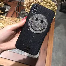 

Bling Glitter Smile Face Case Hard PC Cover Coque Case for iPhone X 8 7 Plus 6 6s Plus Case Fundas