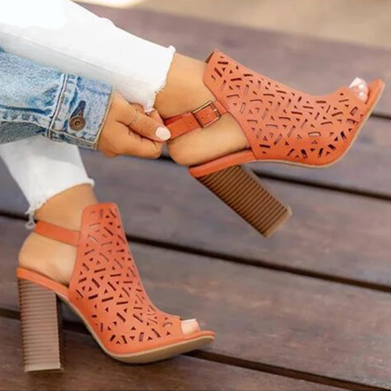

Women Sandals New 2019 Fashion High Heeled Gladiator Sandals Women Summer Shoes Buckle Sandals zapatos mujer
