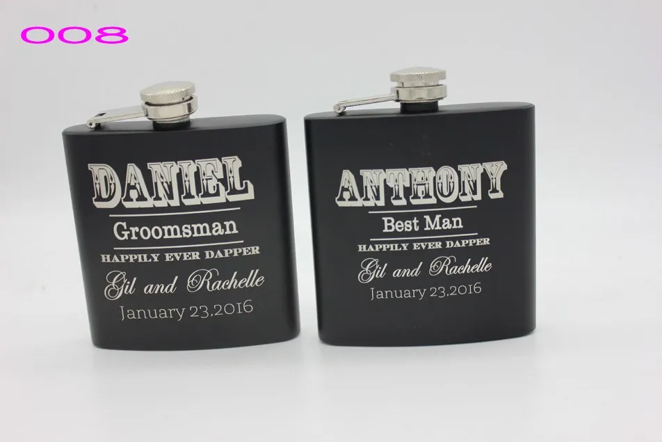 Free   Personalized Engraved 6 oz Stainless Steel Black Hip Flask ,Groomsman or Best man gift , Birthday gift ,PASSED FDA TEST 