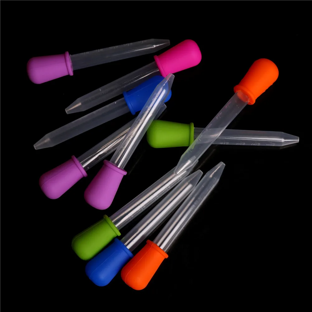 1pc 5ml clair Silicone en plastique bébé alimentation médecine compte-gouttes cuillère Pipette liquide alimentaire compte-gouttes Burette infantile ustensiles aléatoirement