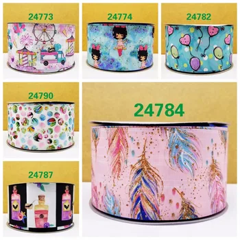 

Free shipping 50 yard per size cartoon ribbon printed grosgrain ribbon 24790