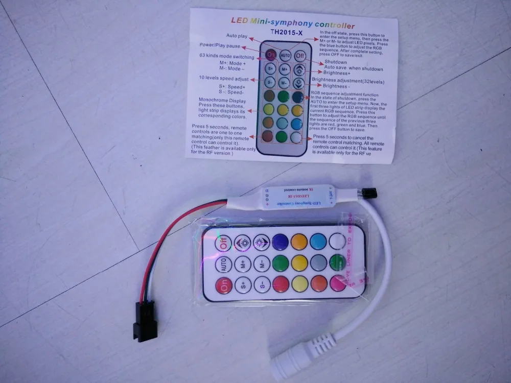 

DC5V DC7-12V 2811IC 1903IC 5050 RGB SMD addressable LED pixels strip controller IR Romter RF wireless controller best price
