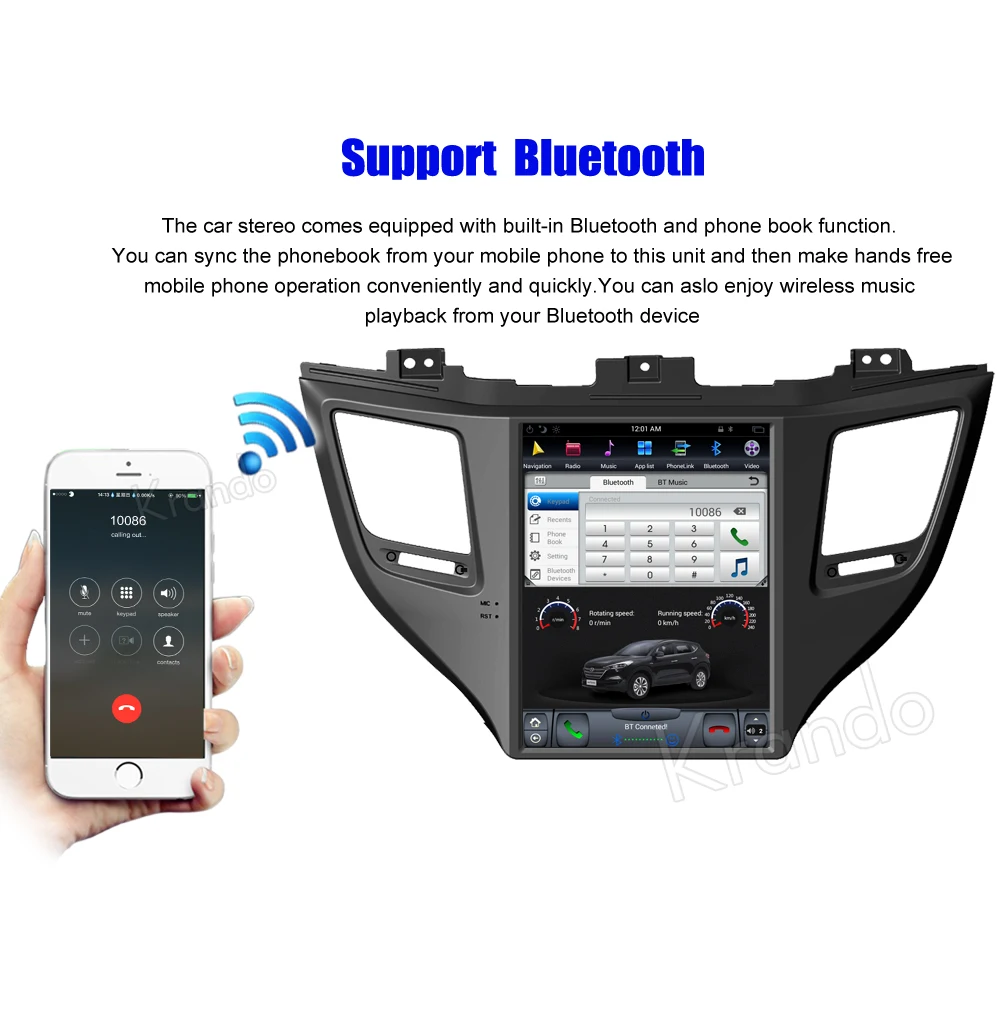 Cheap Krando Android 8.1 10.4" Tesla Vertical screen car audio radio gps player for Hyundai Tucson IX35 2015-2017 multimedia system 3