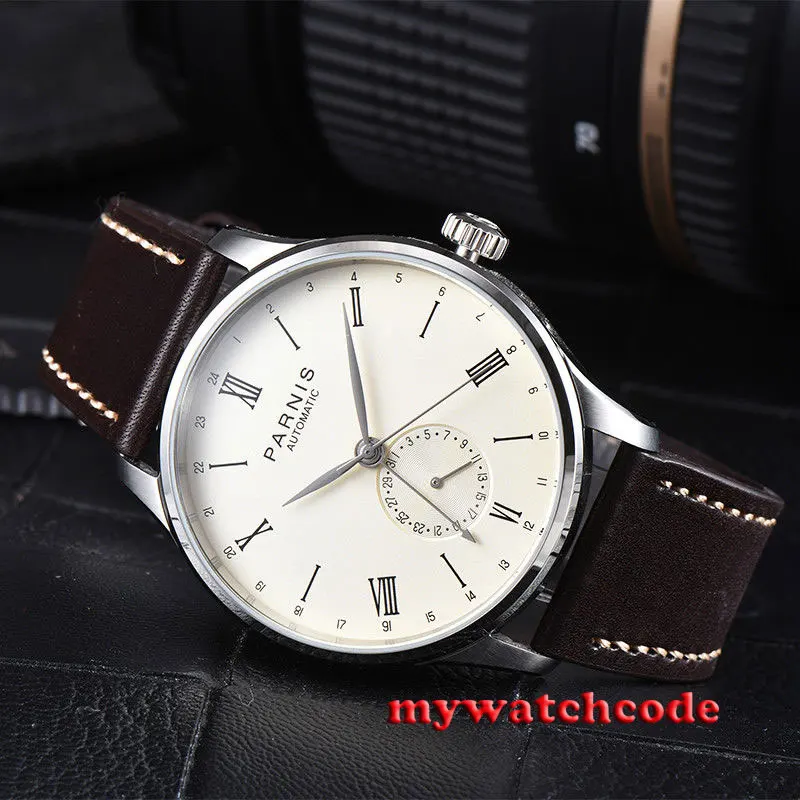 Мужские часы Parnis с кожаным ремешком 24 часа 42 мм|watch men|watch men watchwatch watch |