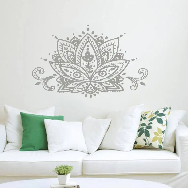 

Lotus Flower Wall Decal Namaste Mandala Wall Sticker Boho Bohemian Home Decor Indian Pattern Yoga Studio Wall Art Mural AY1314