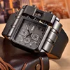 Oulm Western Unique Sport Watch Big Dial Square Face Men Casual Wristwatch Built-in Button Design Male Quartz Watches ► Photo 2/6