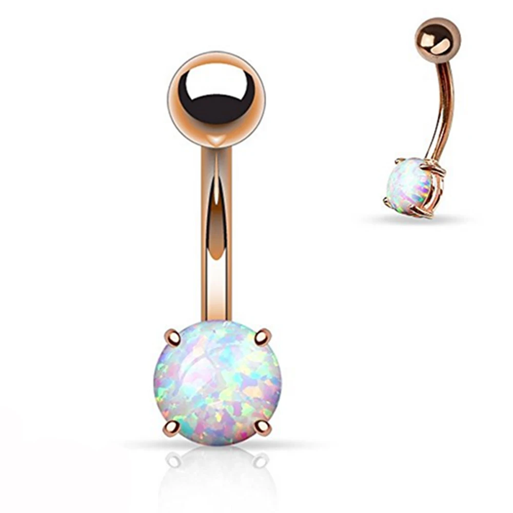 Inspiration Dezigns Turquoise Semi Precious Stone Prong Set Navel 316L Surgical Steel Inspiration Dezigns Turquoise Semi Precious Stone Prong Set Navel 316L Surgical Steel