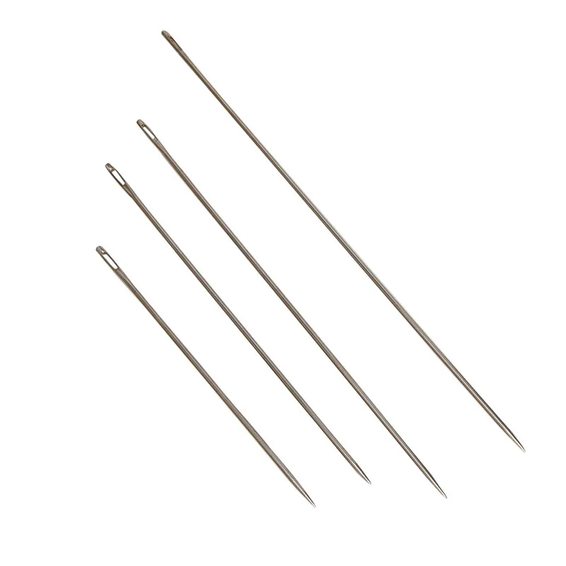 

New 4pcs Silver Long Needles Hand Sewing Crafts Large Big Eye Manual For Embroidery Tapestry
