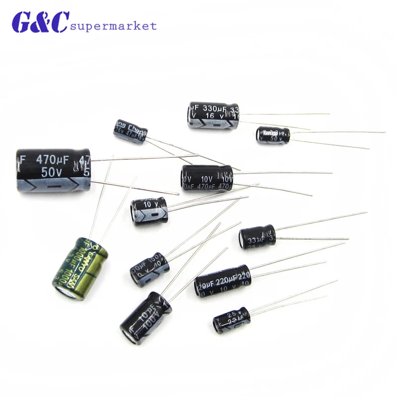 

50PCS 6.3V 10V 16V 25V 50V 100V 3.3uF-1000uF Electrolytic Capacitor