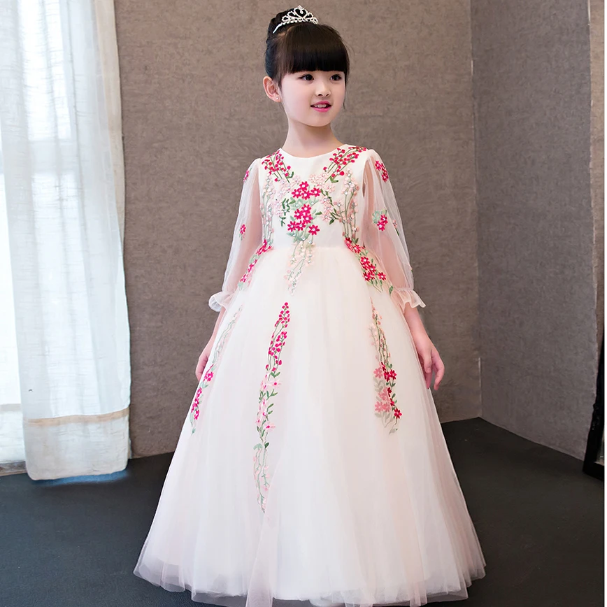 2019 Korean Sweet Children Embroidery Princess Dress Girl's Birthday