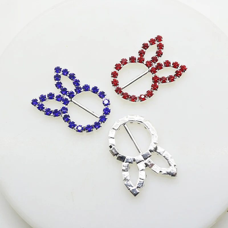 Hot 10pcs/lot28*20MM Rabbit Ears Colored Rhinestone Button Clothing With Decorative DIY Craft Decorative Buttons