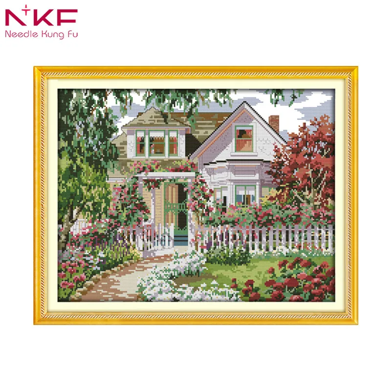 

Garden Villa home decor chinese counted patterns cross stitch Toolkit printed canvas embroidery needlework sets dmc 14ct diy