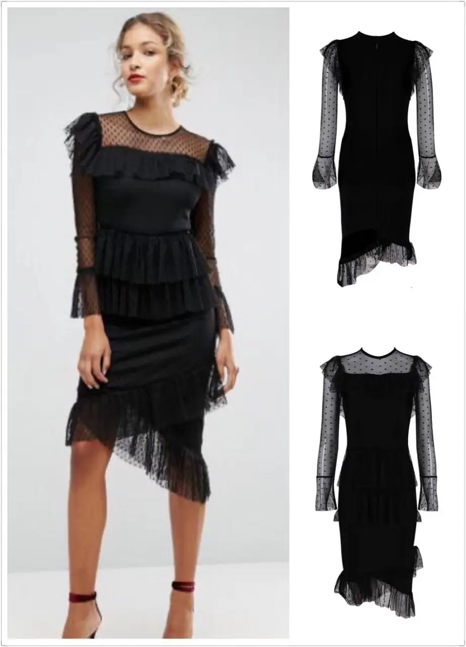 mesh sleeve gown