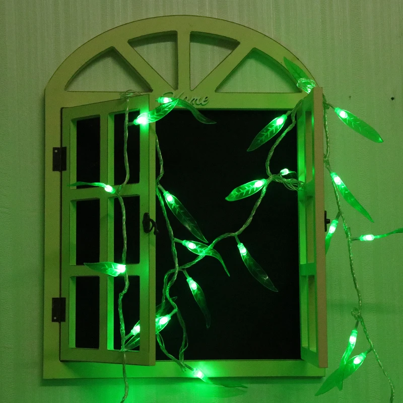 

2020 Hot Sale String Lights Natal Led Outdoor Lighting 10M 100LED Green Leaf String Light for Window Wedding Home Decoration