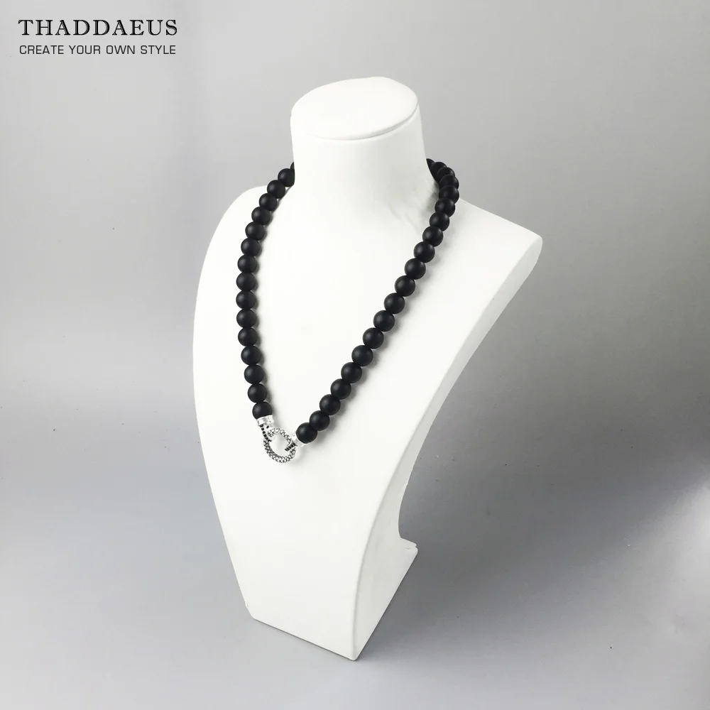 Günstige Perlen Halskette Obsidian, 2017 marke Neue Ts Strang Modeschmuck Thomas Stil Rebel Kreuz Bijoux Geschenk Für Männer   Frauen Freund