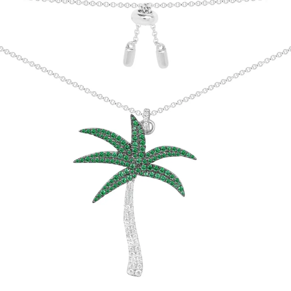 

SLJELY Luxury Brand 925 Sterling Silver Coconut Palm Tree Pendant Necklace Full AAA Cubic Zirconia France Monaco Women Jewelry