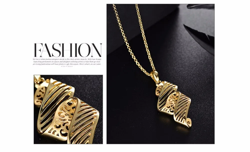 Золотой цвет крученый кулон ожерелье s для женщин геометрические полые цепи ожерелье Модные украшения