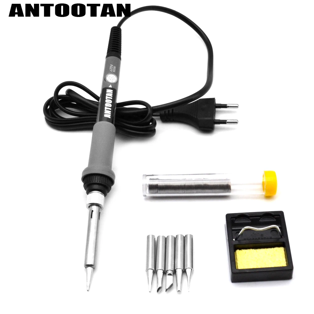 EU Plug  220V 60W Adjustable Temperature Electric Soldering Iron Welding Solder Station Heat Pencil 6 pcs Tips