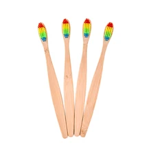 4 шт. бамбуковая зубная щетка с красочной щетиной,, экологическая деревянная зубная щетка "Радуга", мягкая щетина для ухода за полостью рта
