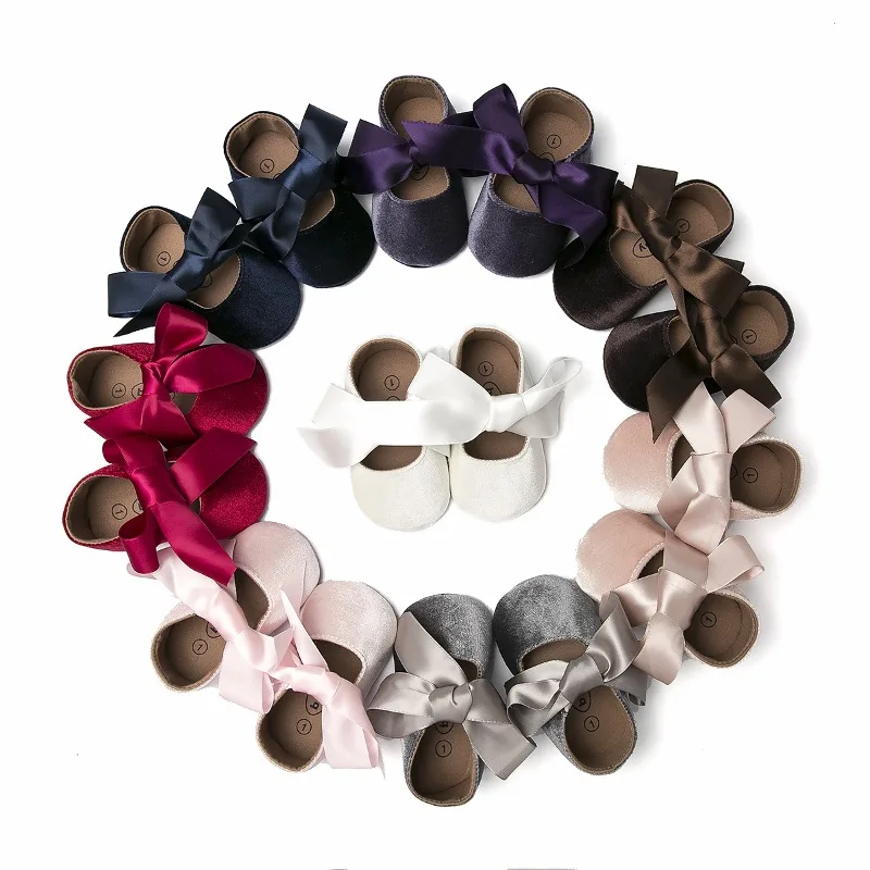 

Baby Girl Shoes Riband Bow Lace Up Princess Baby Shoes First Walkers Newborn Moccasins Toddler Infant Soft Rubber Sole Footwear