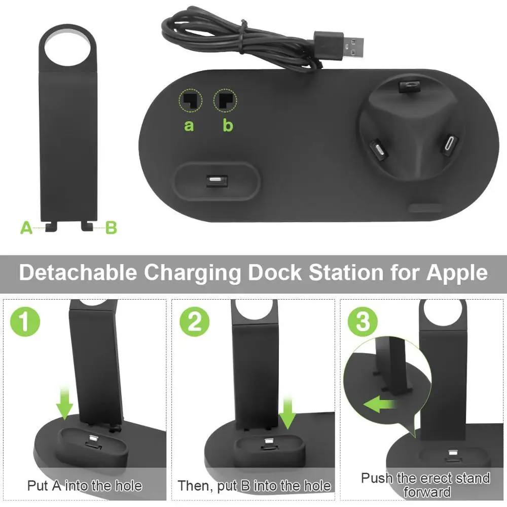 DCAE 3 в 1 держатель зарядной док станции для iPhone 11 X XR XS 8 Airpods Pro подставка Type C USB