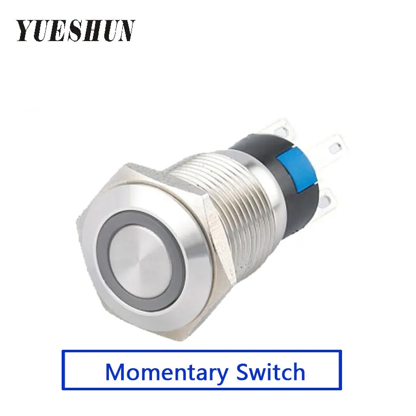 

YUESHUN 10pcs 16mm Push Button Switch Ring illuminated LED Electrical Equipment Momentary Light Switch Power Switches