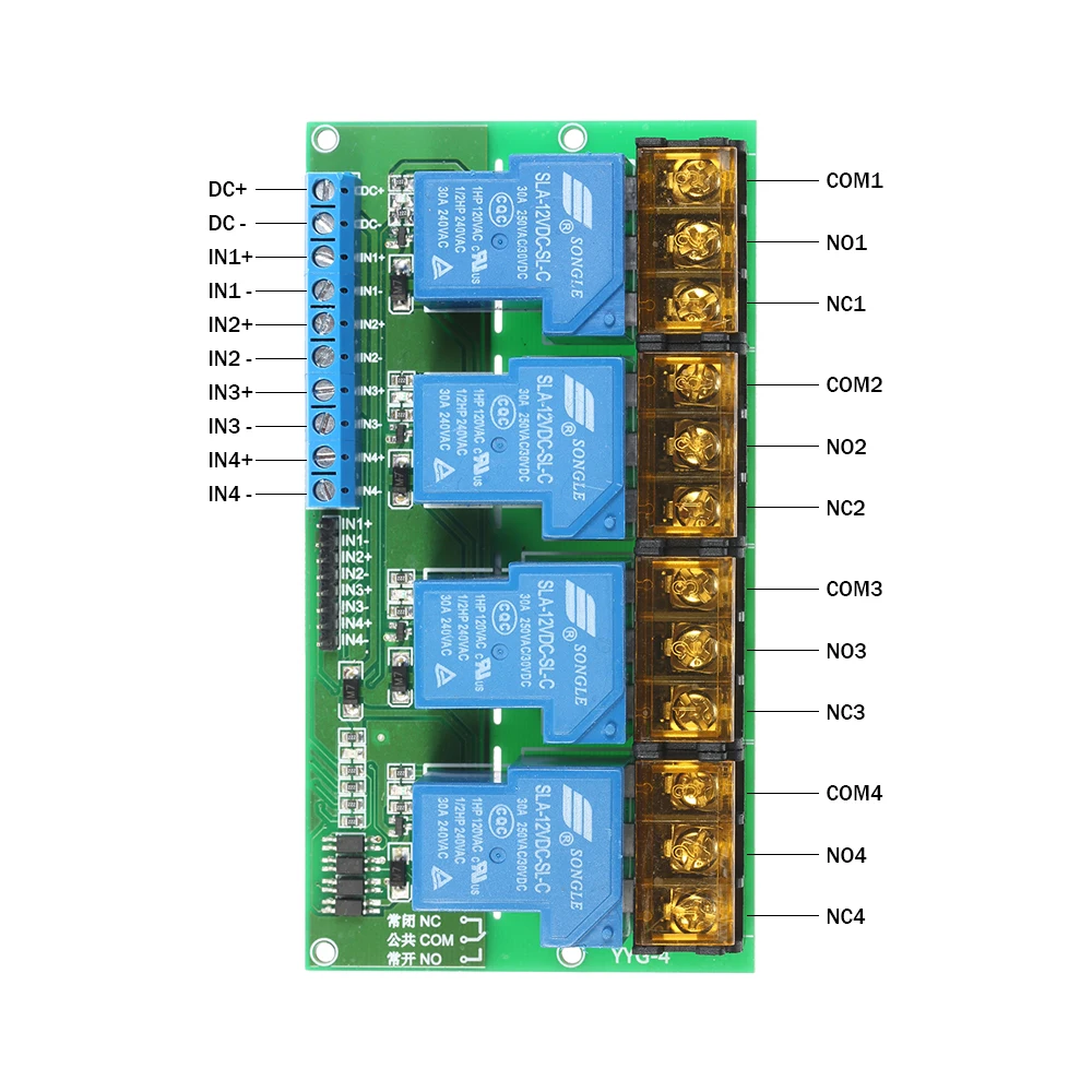 4-канальный DC 12V 30A триггерный релейный модуль Управление доска изоляция оптопары для Высокий/Низкий триггер