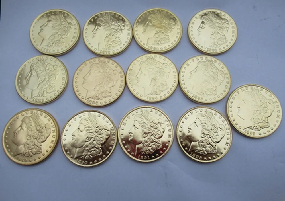 

Morgan Dollars 13CC USA Coins Copy Metal Copper / Gold Plated
