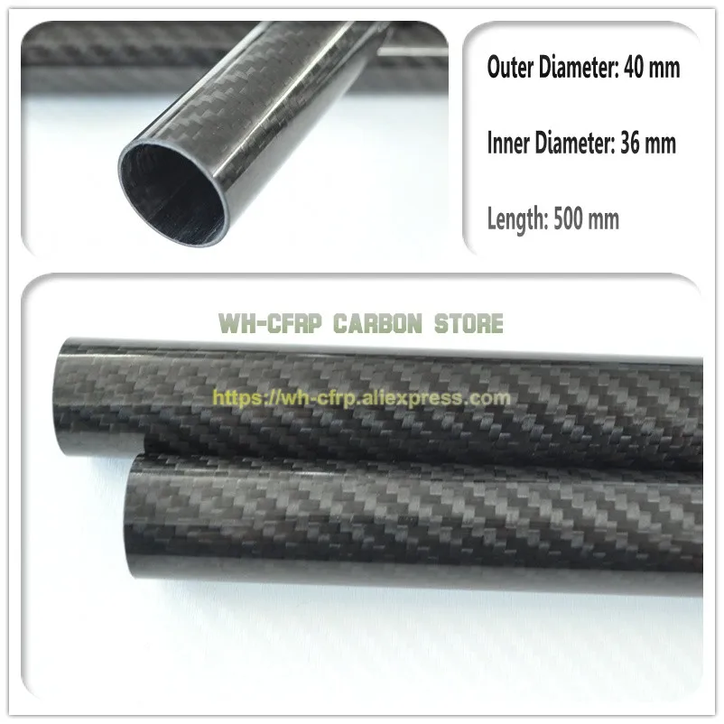 

Carbon Fiber Tube 3K 40mm ODx 36mm ID x 500MM Long(Roll Wrapped) carbon pipe, with 100% full carbon For Quadcopter Arm DIY Drone