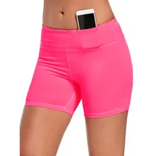 New Women Pink Shorts Summer Elastic Waist Sporting Shorts Casual Pocket Skinny Shorts For Female Fitness Short Pants