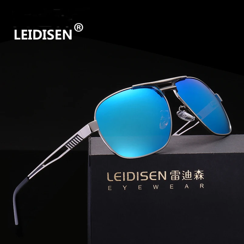

LEIDISEN 2-Tone Plating Men's UV400 POLARIZED Sunglasses Pilot HD Driving Glasses Original Packaging