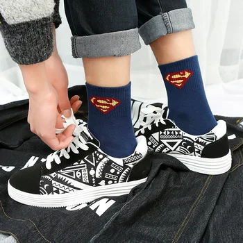 

Harajuku Men Socks Cartoon Superhero Avengers Batman Iron Man Beauty Team Spiderman Superman Socks Breathable Cotton Socks Hot