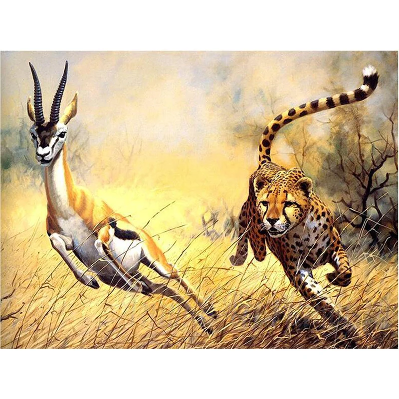 

Full Square/Round Drill DIY Diamond Painting "Cheetah / Antelope" Embroidery Cross Stitch Rhinestones Home Decor CC718
