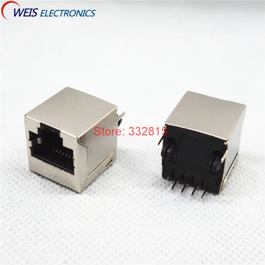 

10PCS RJ45 Ethernet SOCKET 5224 8P8C DIP Network Jack with shielding copper shell female connector Free shipping