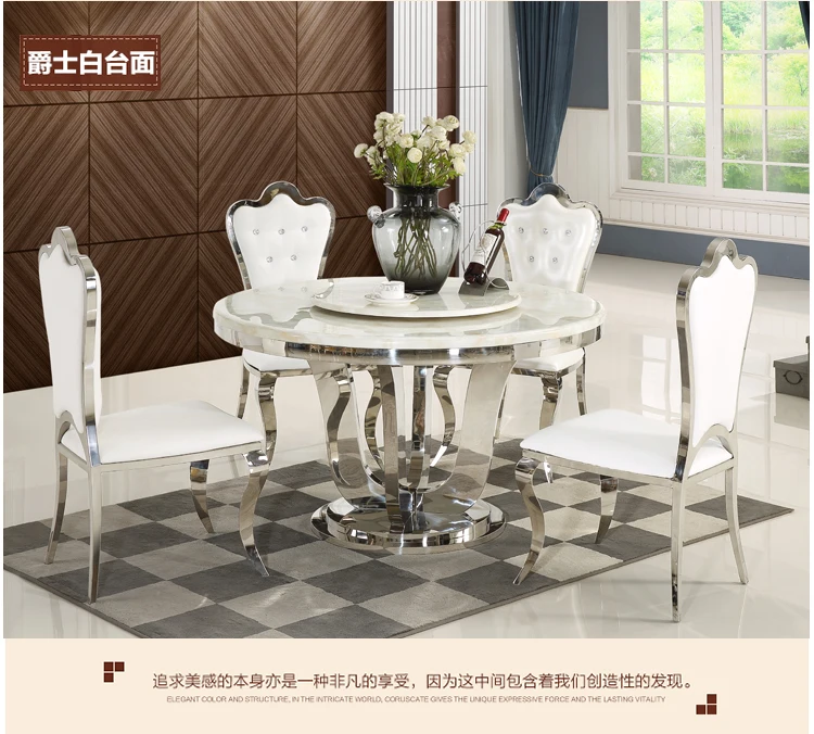 Stainless steel Dining Room Set Home Furniture minimalist modern glass dining table and 4 chairs mesa de jantar muebles comedor