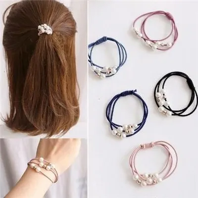 

2Pcs Women Girls Hair scrunchie Hair Accessories Hairband Elastic Pearl Hair Bands Scrunchy Hairband Headwear Hair Accessories