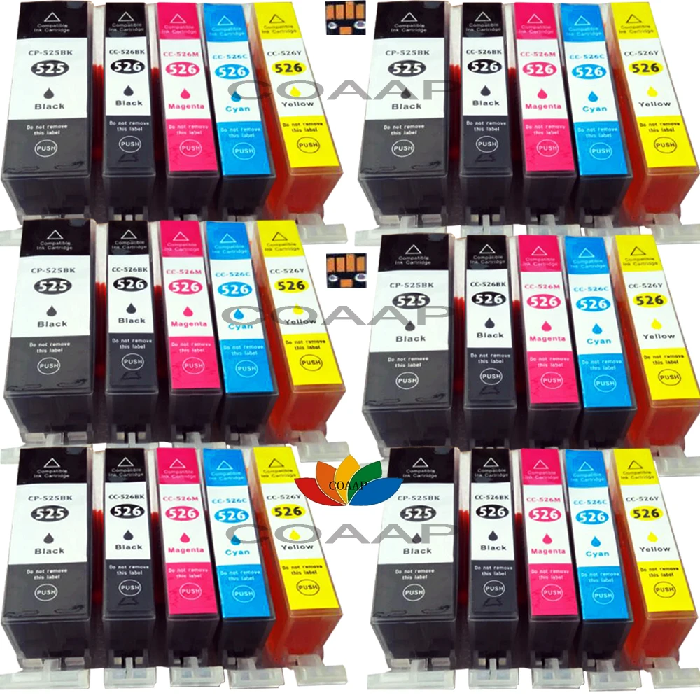 30x совместимые картриджи PGI-525 CLI-526 для принтеров Canon Pixma MG 5350 / 6250 8250 6220 | Компьютеры