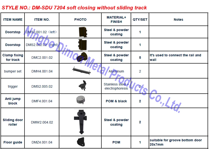 Dimon индивидуальные раздвижные двери аппаратные средства с демпфер наборы деревянная дверь оборудования DM-SDU 7204 с мягкой закрыть (без