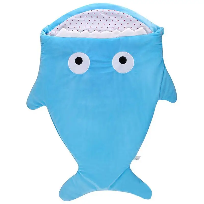 Креативный спальный мешок для младенцев, спальный мешок с изображением акулы, осенне-зимний спальный мешок с рисунком, для детей, из хлопка, для объятий, креативные подарки - Цвет: Blue