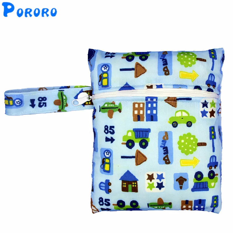 

10 Pcs Wholesale PUL Wet Bag Baby Waterproof Cloth Diaper Bag Print Reusable Nappy Wet Bag 16x20cm Diaper Bag