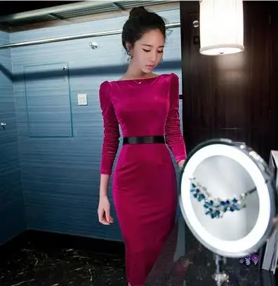 Зимнее корейское бархатное женское платье длинный пакет бедра бант сексуальные элегантные женские платья вечерние свадебные платья для женщин Vestidos Q481