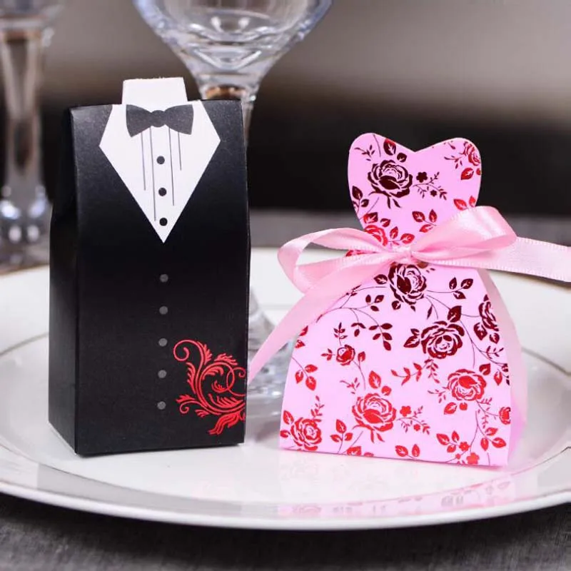 100 шт./лот) коробка конфет на свадьбу жениха и невесты Вечерние подарки для гостей бонбоньерка сувенирные принадлежности коробка шоколада B027 - Цвет: Style 2