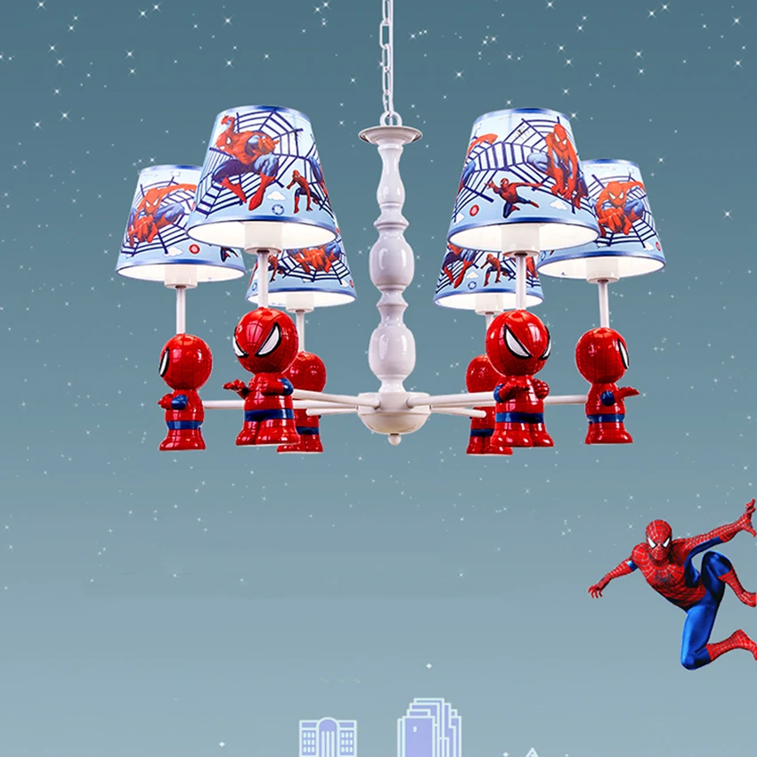 

Cartoon Fashion Design Spiderman Pendent Lamp Boys Bedroom Children Room Modern Simple LED Hanging Lamp Lighting Luminaire