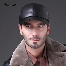 HL037 MAN Cowhide leather men's golf hat leather casual baseball cap Hot Sale Baseball Cap Viscose iron man baseball cap hat
