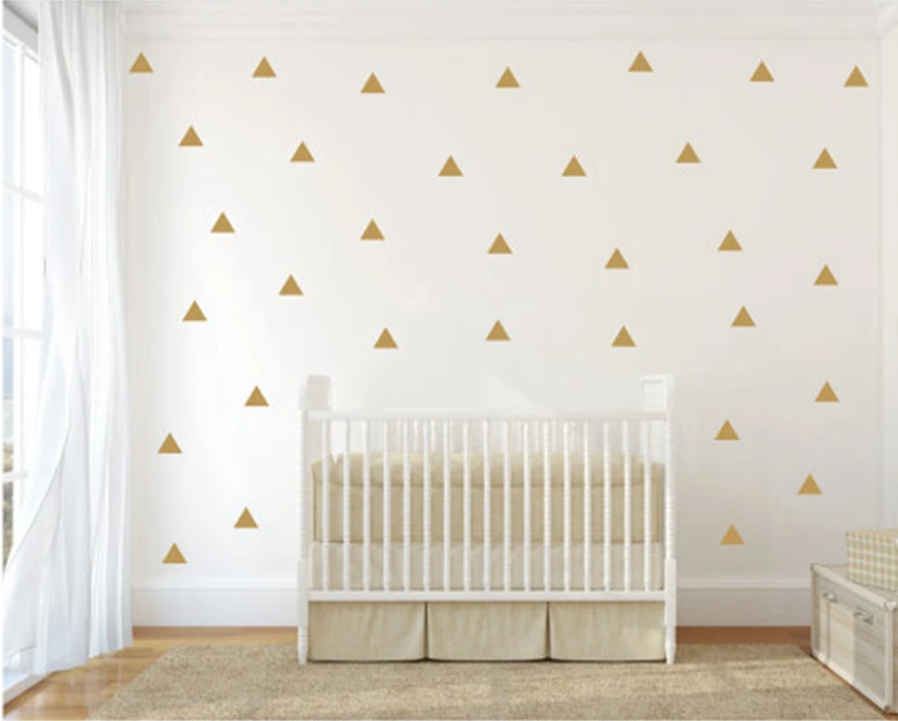 

Gold Triangle Wall Sticker Vinyl Decals (Set of 35pcs) , Gold Geometric patterns modern nursery wall art decor