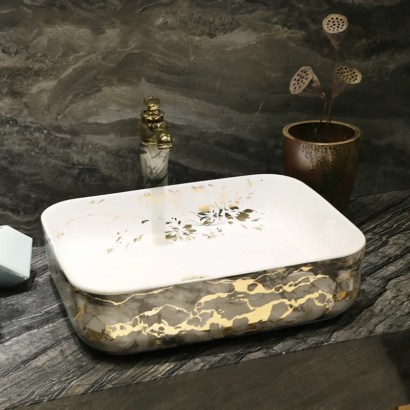 

Europe style Handmade Lavabo Ceramic Washbasin Luxurious Artistic Countertop toilet oval ceramic wash basin Bathroom Sink