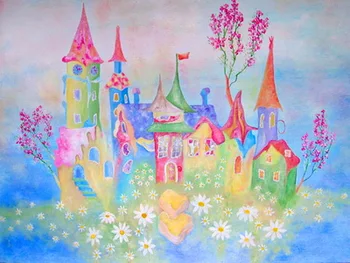 

cartoon castle backdrop newborn children pet photography backdrops backgound for photo studio D-4697