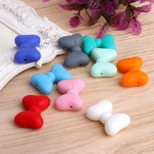 5Pcs Bow Silicone Teething Bead DIY Chew Necklace Pendent Baby Teether Making