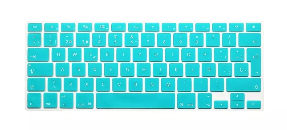 Испанская версия ЕС силиконовые водонепроницаемые чехлы для клавиатуры Скины протектор для Macbook Air 13 Pro 13 15 17 для Mac book A1466 A1502 - Цвет: skyblue