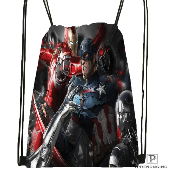 На заказ Мстители из комиксов Marvel Drawstring рюкзак сумка для мужчин и женщин милый рюкзак дети ранец(черная спинка) 31x40 см#180531-01-42 - Цвет: Drawstring Backpack